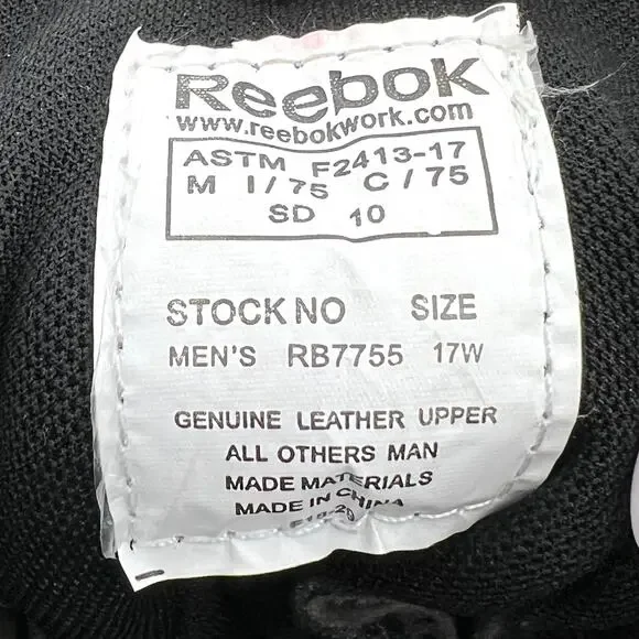 Reebock Mens Size 17W Leather Work Boots RB7755 Composite Toe NWT